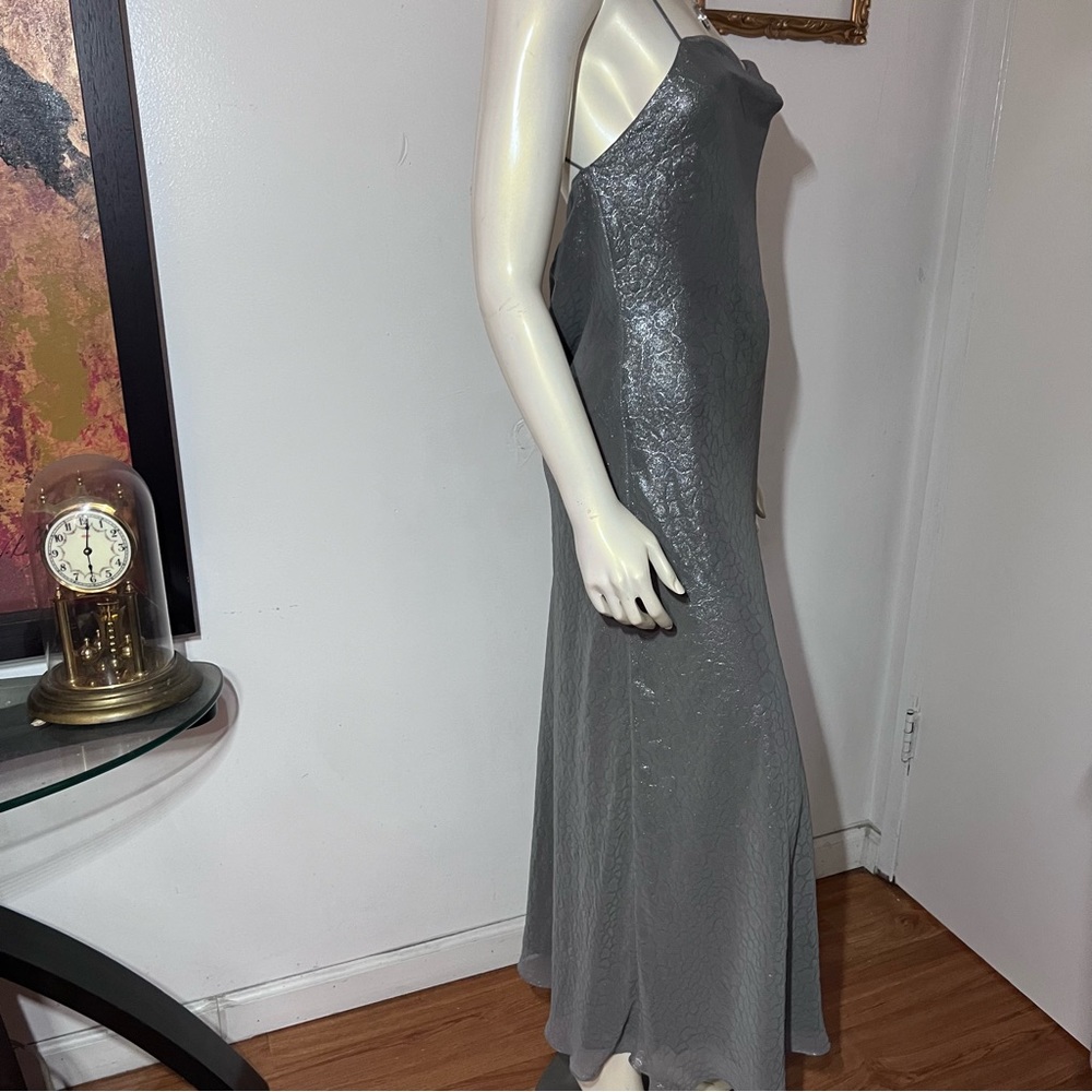 Silence + Noise Silver Slip Dress Size Large AB Maxi Liquid Fluid Backless Silve - Picture 9 of 16